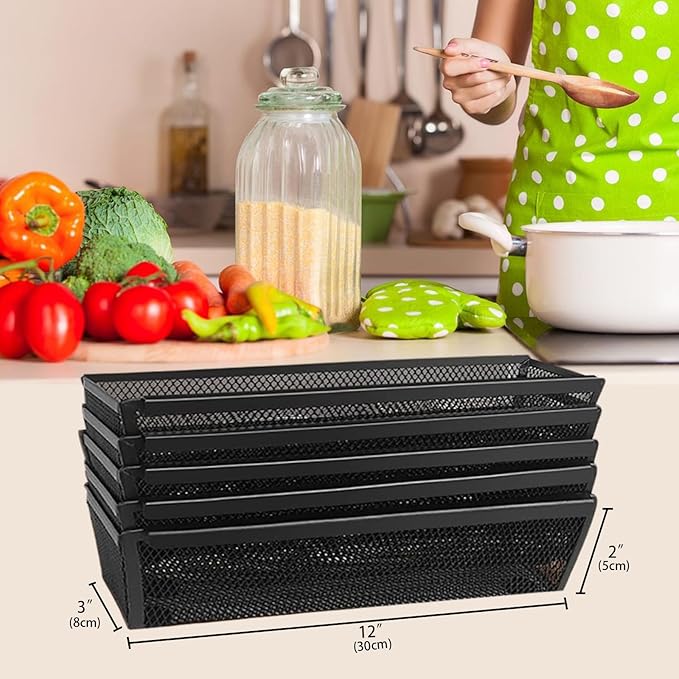 4PCS Drawer Organizer, Mesh Drawer Organizer with Interlocking Arm for Utensil, Cosmetic, Flatware, Pen (12 * 3 * 2 Inches, Grey)