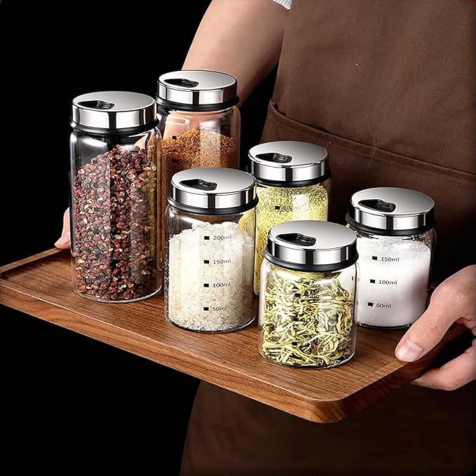 2 Piece 4-Neck SeasoningShakers Moisture Resistant Seasoning Shakers Glass Seasoning Shakers, Salt andPepper ShakerswithAdjustablePour Holes - For Seasoning,Picnics (2 x 450ml Large Spice Bottles)