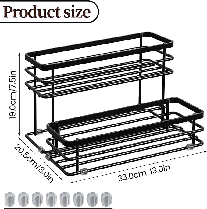 8 Bottle Coffee Syrup Organizer Rack, 2 Tier Coffee Syrup Stand Holder for Coffee Bar, Coffee Syrup Organizer for Countertop, Small Wine Rack for Family, Storage for Syrup, Dressing, Black