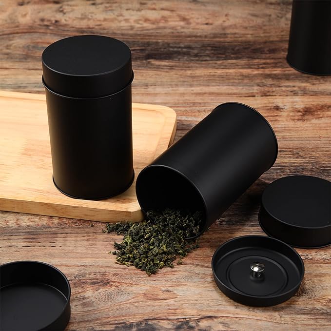 Zopeal 10 Pack Metal Tea Tin Canister with Airtight Double Lids 16 oz Round Tin Can with Lid Double Sealed Small Kitchen Container for Loose Tea Storage Coffee Sugar Candy Herbs and Spices