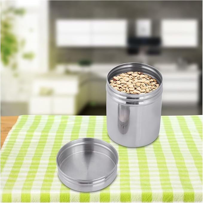 Food Storage Jar, Stainless Steel Sealed Storage Jar, Airtight Kitchen Food Storage Container, Portable Coffee Grounds Container for Beans (Small size)
