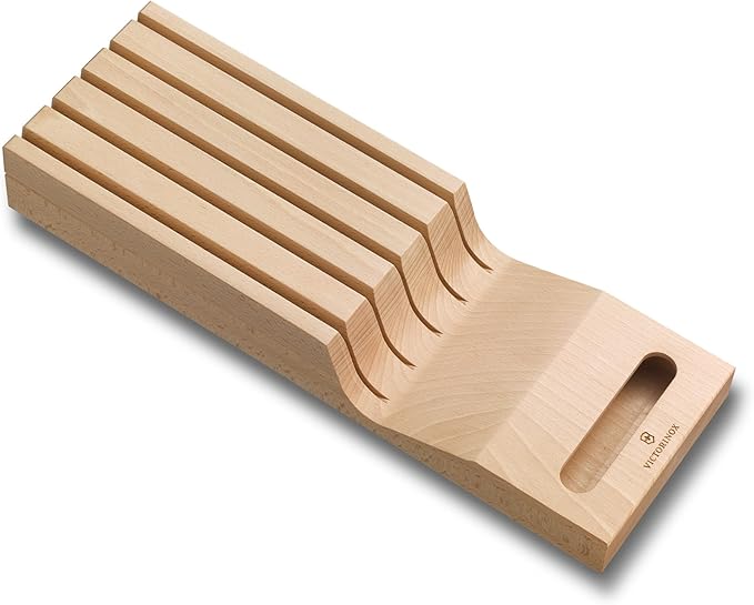 Victorinox In-Drawer Knife Holder - Knife Organizer Drawer Insert for Home Essentials - Holds up to 5 Kitchen Knives - Beech Wood