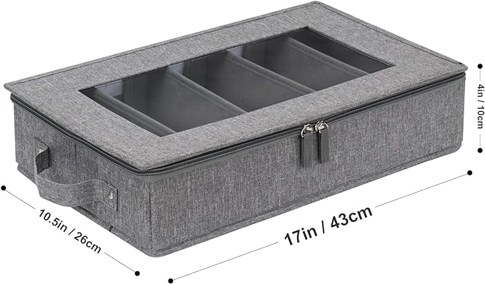 Flatware Storage Box 2 Pack, Silverware Storage Box Case Chest with Adjustable Dividers, Silverware Holder with Zipper Lid for Organizing Cutlery, Utensil, Flatware, Knives, Large Capacity Gray
