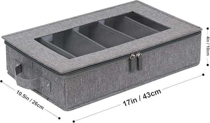 Flatware Utensil Storage Case, Silverware Storage Box Chest with Adjustable Dividers, Cutlery Storage Holder with Zipper Lid for Organizing Cutlery, Flatware, Knives, Large Capacity Gray