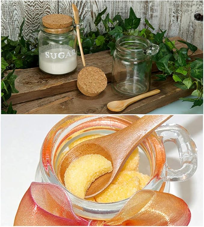 1Pcs 250ml/8.5oz Empty Clear Glass Jam Jar with Cork and Spoon Multipurpose Honey Candy Coffee Bath Salts Storage Canister Can Pot Tin Bottle Container Crock for Item Storage