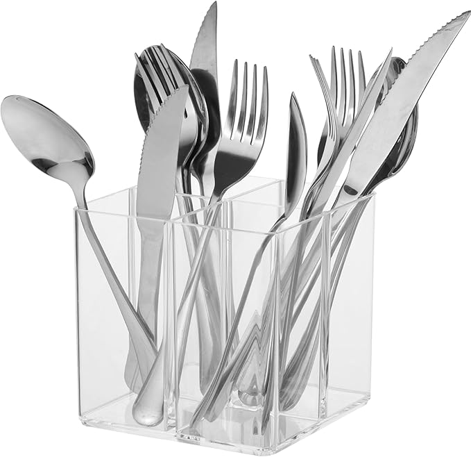 Rainmae Cutlery Storage Organizer, Plastic Cutlery Utensil Holder Silverware Storage Organizer Caddy for Kitchen Countertop Organization - Holds Fork, Knife, Spoon, Silverware Tableware Storage Box