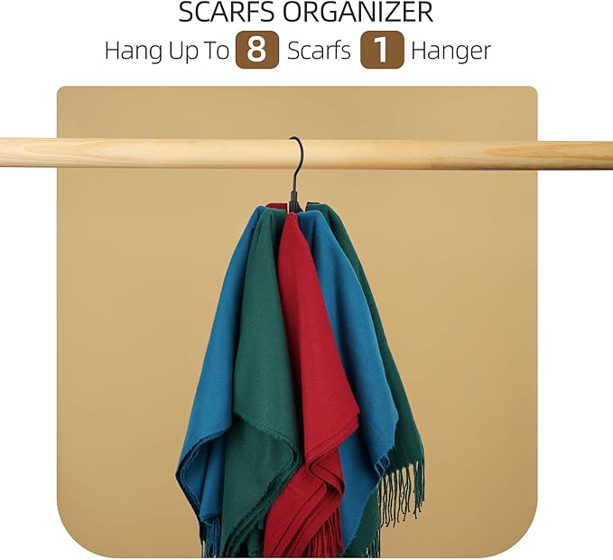 ZEDODIER Belt Hanger, 2 Pack Rotatable Belt Rack Closet Accessories Organizer, Maximum 24 Storage Capacity, Hanging Holder Storage Hook for Belt, Bra, Tank Top, Tie, Scarf, Purse, Black