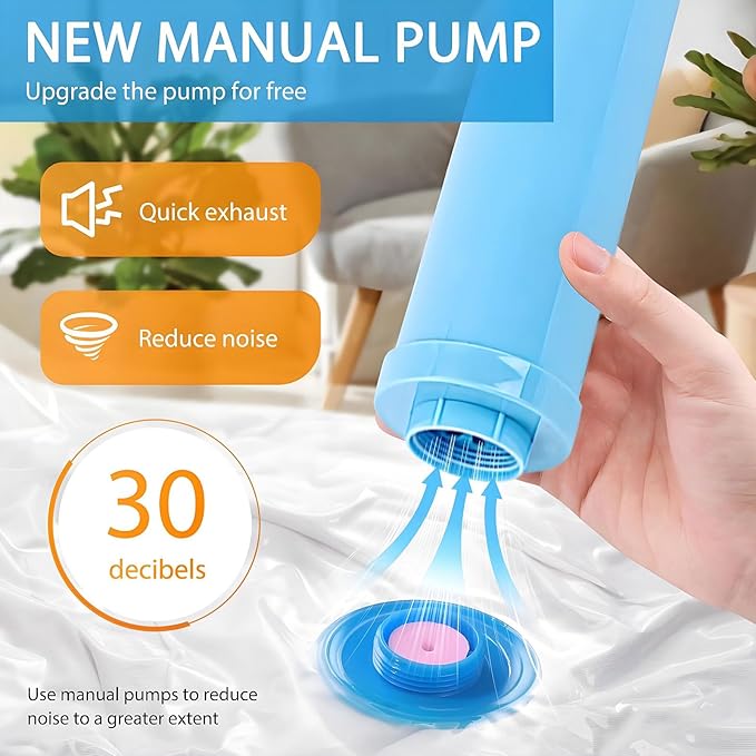 15 Pack Vacuum Storage Bags,Vacuum Seal Bags for Clothing with Hand Pump, 2 Jumbo+4 Large+4 Medium+5 Small, 80% Space Saver Bags for Clothes, Pillows, Comforters and Blankets, Home Travel Essentials