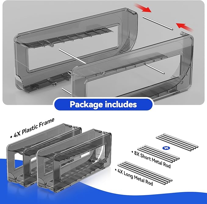 2 Pack Soda Can Organizer,Can Dispenser for Refrigerator Drink Storage Rack for Standard and Tall Can Pop Can Holders for Pantry Cabinet Smoky Gray