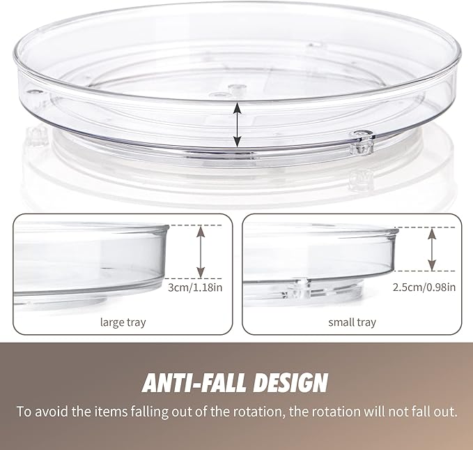 Lazy Susan Turntable Organizer for Cabinet, Clear Spice Rack for Pantry Lazy Susan Organizer, Kitchen (9 & 11 inch)
