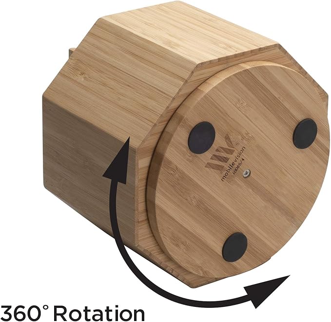 Bamboo Rotating Utensil Holder & Kitchen Organizer, Multiple Compartments, 8 Sections, store Forks, Serving Spoons, Knives, and other cooking tools with Removable Divider for Customized Storage