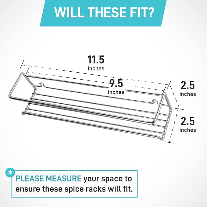 Spice Rack Wall Mounted 4 Tier – Space-Saving Kitchen Spice Organizer for Seasonings – Screw or Adhesive Hanging – Wall Mount Hanging Spice Rack for Wall, Cabinet, Pantry Door