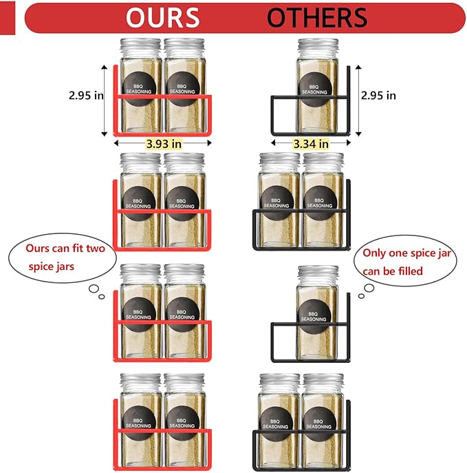 Magnetic Spice Rack Organizer for Fridge Seasoning Organizer for Kitchen storage with Screw or Adhesive Hanging,Magnetic Shelf with Hook for Refrigerator and Oven (Red, 4pack)