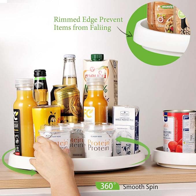 Amolliar 10"+12" 4 Pack Lazy Susan Turntable Organizer, Non-Skid Rotating Spice Rack for Cabinet, Pantry Organizer Storage, Kitchen, Fridge, Bathroom, Makeup Vanity, Countertop, Under Sink Organizing