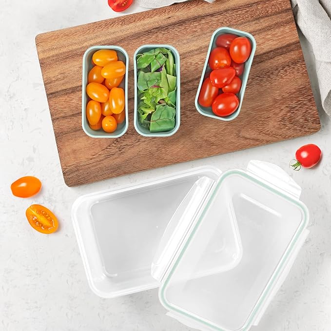 carrotez Food Storage Containers with 3 Removable Compartments, Food Prep Container with Airtight Lids, Portion Control Container, Microwave Safe, Reusable, 4.64 Cup (1100ml)