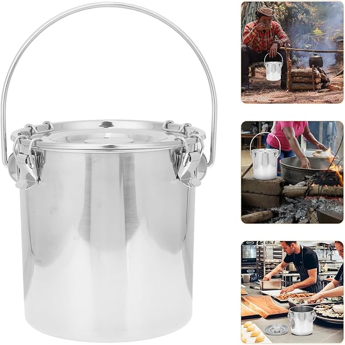 Stainless Steel Airtight Canisters Container: 152 fl oz Airtight Clamp Lid Kitchen Food Storage Bucket for Rice Flour Grain Coffee Bean Flour Oil Sugar Milk