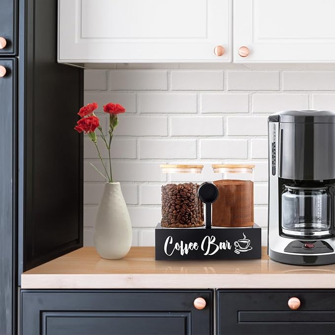 ANPHSIN 2Pcs 49oz Large Capacity Glass Coffee Containers - BPA Free Storage Jars with Shelf Lids and Spoon for Coffee Bean Bar Station Kitchen Gift