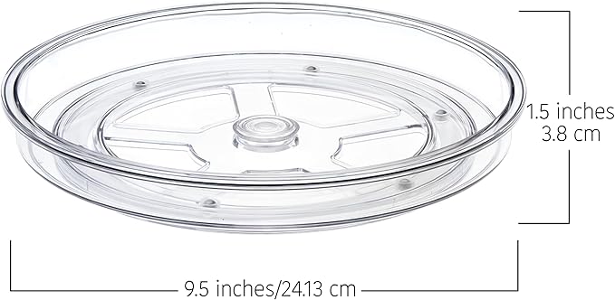 9.4" Lazy Susan Organizer. 360 Degree Rotating Turntable for Cabinets, Fridge, Pantry, Bathroom, Under Sink Organizing, Vanity, Countertops, Organizer for Spices Clear 4 Pack