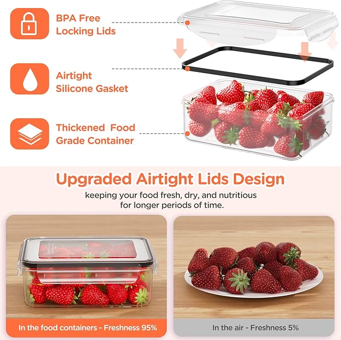 36 PCS Food Storage Containers with Lids Airtight (18 Freezer Containers with 18 Lids) - Leakproof Plastic Meal Prep Containers for Pantry, Kitchen Storage and Organization with Labels & Pen