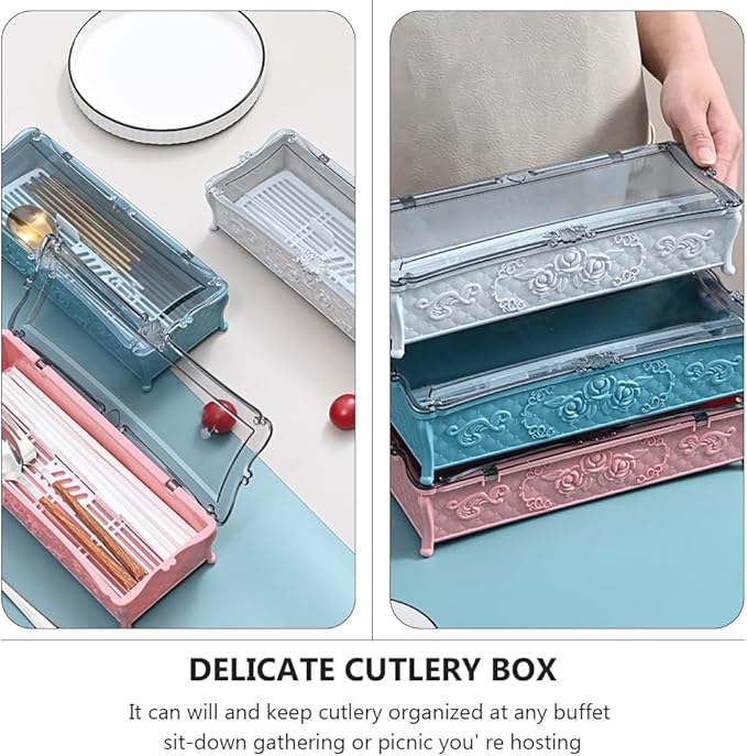 Utensil Organizer for Kitchen Drawers: Silverware Organizer Kitchen Drawer Organizer with Lid Cooking Utensil Tray Cutlery Silverware Flatware Holder for Forks(Random Color)