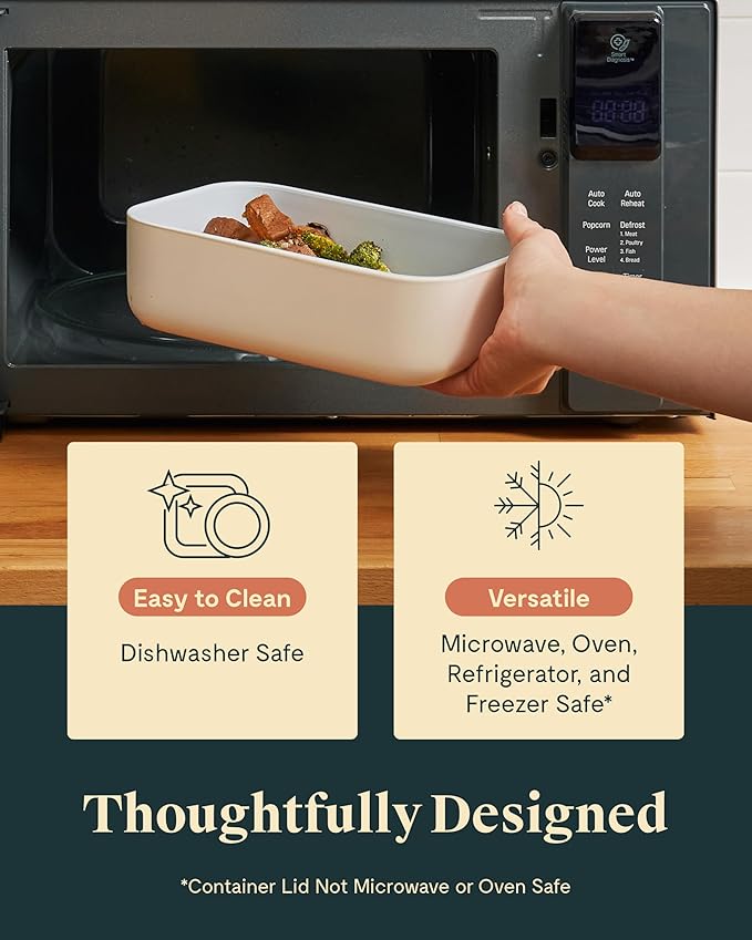 Caraway 2pc Glass Food Storage Set - 6.6 Cup Food Containers (2) - Ceramic Coated - Non Toxic, Non Stick Lunch Box with Lids. Dishwasher, Oven, & Microwave Safe - Perracotta