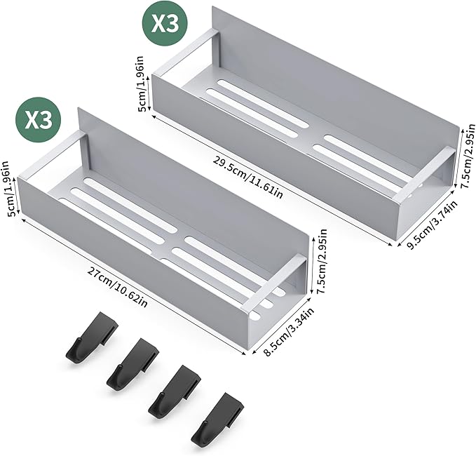 4-Piece Extra-large Capacity Magnetic Spice Rack for Refrigerator, Gray