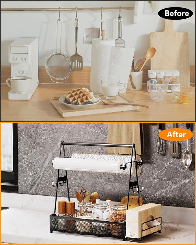 Utensil Caddy, Grill Condiment Caddy, BBQ & Picnic Caddy, Utensil Holder for Party, Picnic Flatware Caddy with Handle and Paper Towel Roll Holders, Utensil Cutlery Caddy for Camping, Kitchen