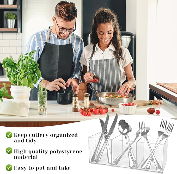 Rainmae Cutlery Storage Organizer, Plastic Cutlery Utensil Holder Storage Organizer Caddy for Kitchen Countertop Organization, Holds Fork, Knife, Spoon, Silverware Tableware Storage Box