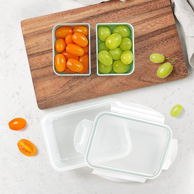 carrotez Food Storage Containers with 2 Removable Compartments, Snack Containers with Airtight Lids, Portion Control, BPA Free, Reusable, 2 Cup (480ml)