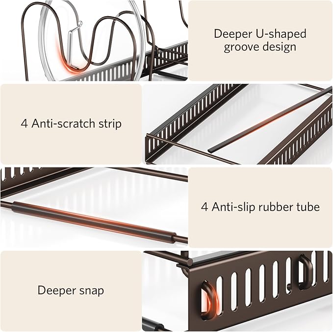 ORDORA Pots and Pans Organizer: Under Cabinet, 12 Adjustable Dividers, 11.8''-22.8'' Extendable,Pan Organizers inside Cabinet for Kitchen Storage-Bronze