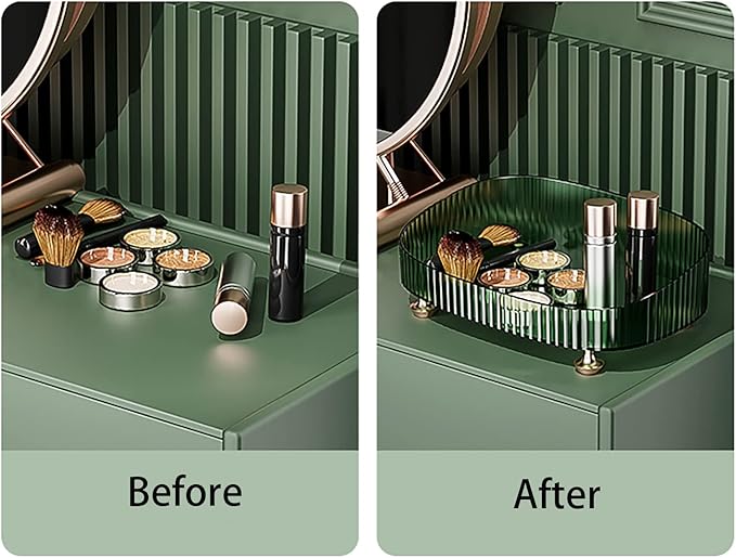 Vanity Tray Perfume Organizer – Acrylic Bathroom Tray,Countertop Storage Decor Trays for Dresser,Makeup Skincare Cosmetic Organization (Green)