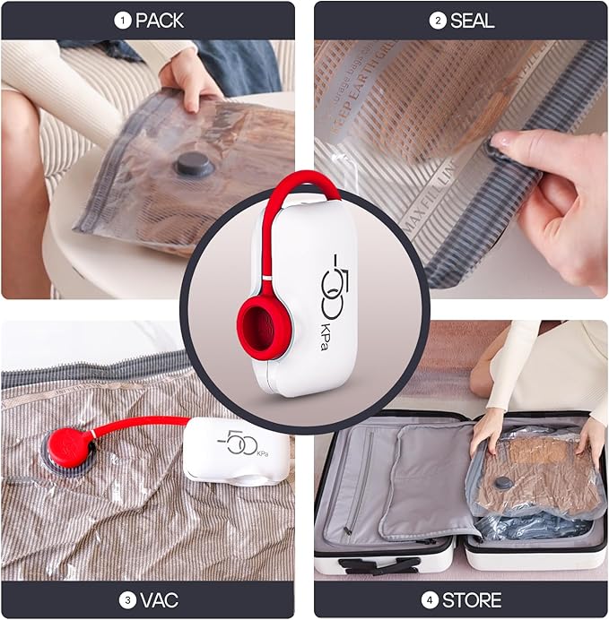 VMstr 18 Pack Travel Vacuum Storage Bags with High Pressure Electric Pump(D/C Power), Carry-on Size Space Saver Compression Bags for Clothes, Luggage & Packing