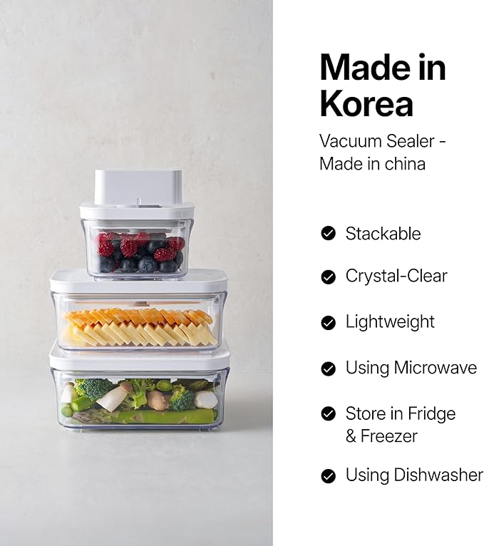 Premium Airtight Food Storage Containers, Mini Square 3pc/set(0.32qt), Smart One-Click Seal Lid, No Hinges, 100% Leak Proof, BPA-FREE, Dishwasher, Freezer & Microwave Safe