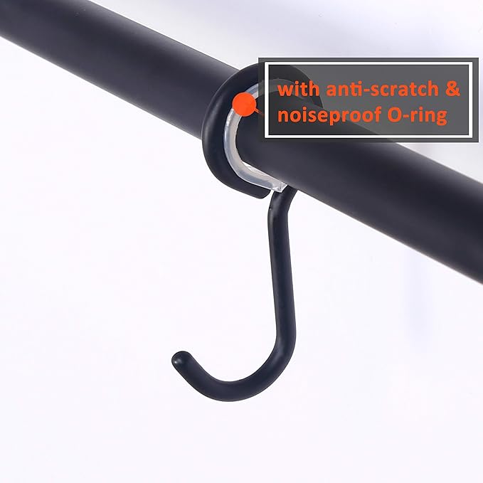 Dseap Kitchen Hooks for Hanging Utensils, Hanging Pot Rack, Kitchen Utensil Hanger Rail with 8 Hooks for Pots Pans, Spoons, Mugs, Wall Mounted, Stainless Steel, Black, Pack of 2