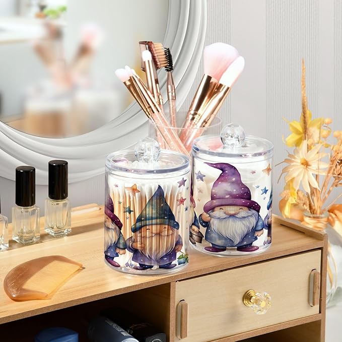Cute Star Gnomes 2PC Airtight Transparent Plastic Storage Jar, Food Storage Container Glass, Can Store Candy, Salt, Coffee Beans, With lid, Easy To Use