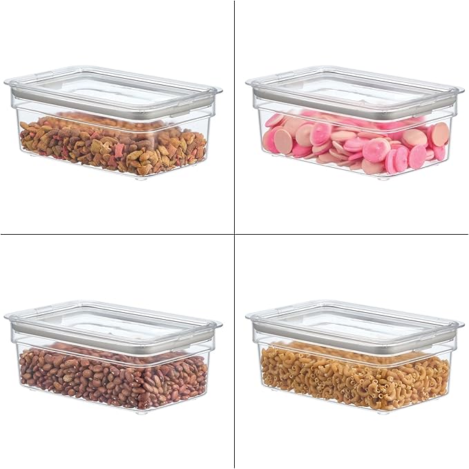 iDesign Medium Food Storage Bin with Airtight Lid for Kitchen or Pantry Storage - Set of 4 - Clear