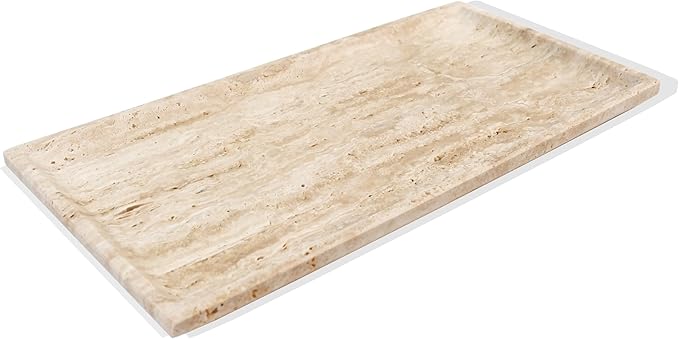 Natural Beige Travertine Marble Luxury Tray,for Kitchen Sink,Bathroom Soap Bottles,Makeup,Towel Organizer Tray