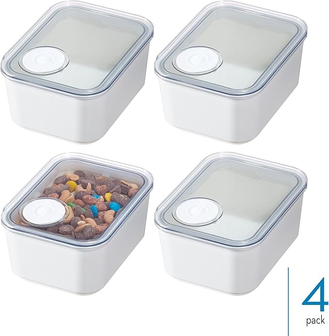 InterDesign iDesign Small Airtight Kitchen Canister with Removable Pour Cap - Set of 4 - White