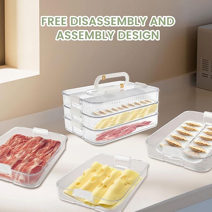 Deli Meat Container for Fridge, 3 Layer Meat Container for Refrigerator Organizers, Bacon Cheese Container for Refrigerator Deli Container Include Lid Food Boxes