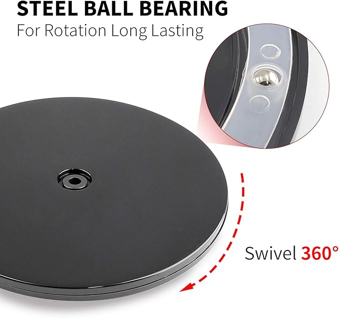 Black Turntable Organizer 8 Inch, Acrylic Rotating Turntable Platter Swivel Plate Tray for Pantry Cabinet Spice Rack Cake Table Makeup