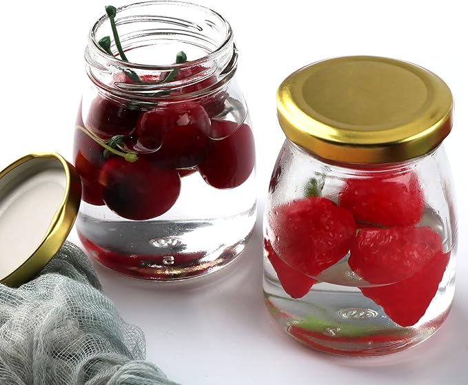 Small Glass Pudding / Yogurt Container With Airtight Lids,7oz Clear, For Milk,Jams,Jelly,Mousse,Fvaors,Spice, Food Storage Jars Sets 40Pack