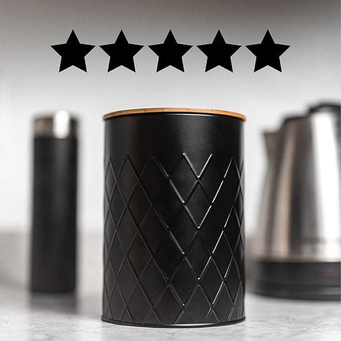 Aluminum Coffee Canister for Ground Coffee - Airtight Coffee Storage Container with Bamboo Lid (7.5 In) - Keep Your Coffee Beans Fresh - Stylish Kitchen Canister by StudioCorner