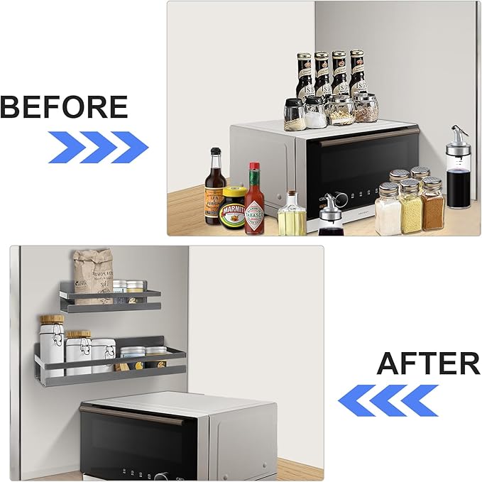 Uten Large Spice Rack for Refrigerator, 2 Pack Strong Magnetic Shelves, Moveable Fridge Organizer, Perfect Space Saver