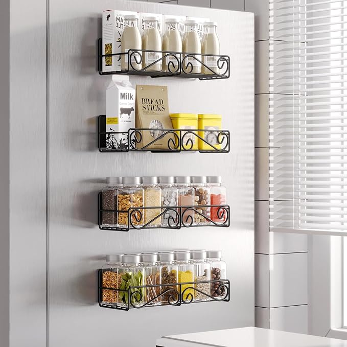 4 Pack Magnetic Spice Rack for Refrigerator