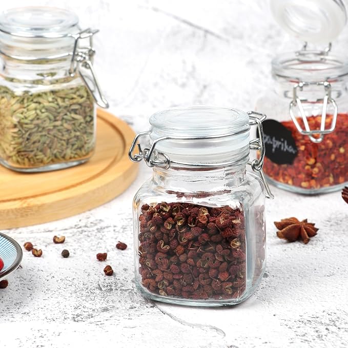12 Pack Glass Jars with Airtight Lids, 3.4 oz Small Spice Jars, 12 Pack Empty Mini Glass Bottles with Silicone Gasket, Herb Containers with Chalkboard Labels and Marker for Kitchen