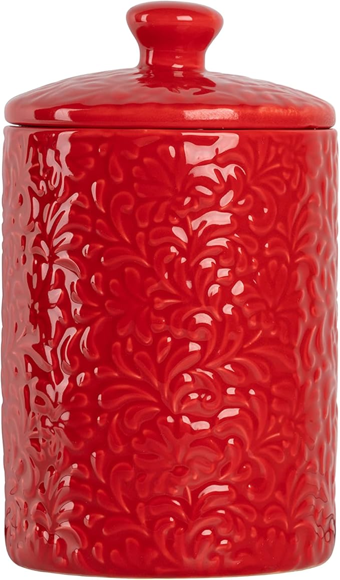 10 Strawberry Street Kitchen Canister Set, Fleur Red, 3 count (Pack of 1)