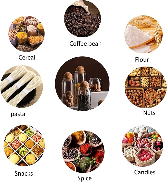 1200ML/40Oz Clear Glass Bottles, Glass Food Storage Containers with Airtight Round Cork, Decorative Sealed Jar Organizer Holder with Wooden Lid for Candy, Cookie, Nut, Spice, Tea, Coffee Bean