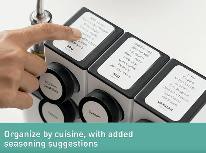 Prepdeck Chef Caddy Spice Rack - Seasoning & Oil Organizer - Spice Labels & Blank Labels, Kitchen Counter Organization and Storage (Pro)