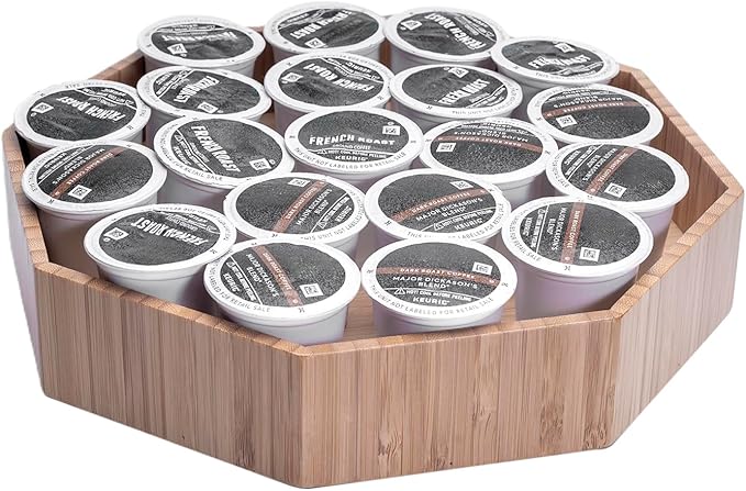 MobileVision Bamboo 360 Rotating Spice Rack & Sauce Spinning Tray for Cabinets & Tabletops with Lazy Susan Turntable, 10” Diameter with 2” Ledge