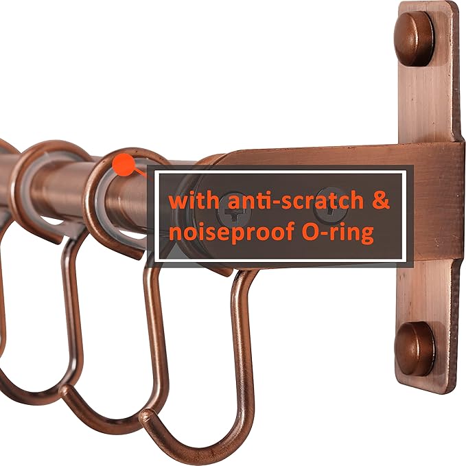 Dseap Kitchen Untentil Rail with 8 Hooks,Hanging Rack for Pots and Pans, Plants, Double Bars, Wall Mounted, Antique Copper, Pack of 2